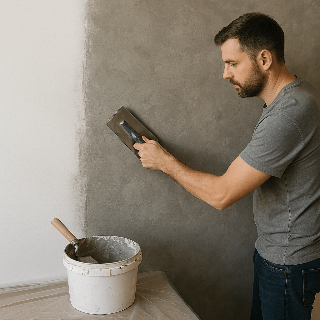 Visuel d’introduction sur DIY : faire un enduit effet béton ciré sur un mur
