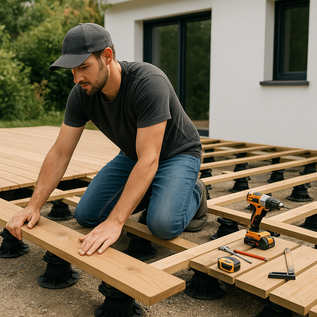 Visuel d’introduction sur Monter une terrasse en bois sur plots sans aide