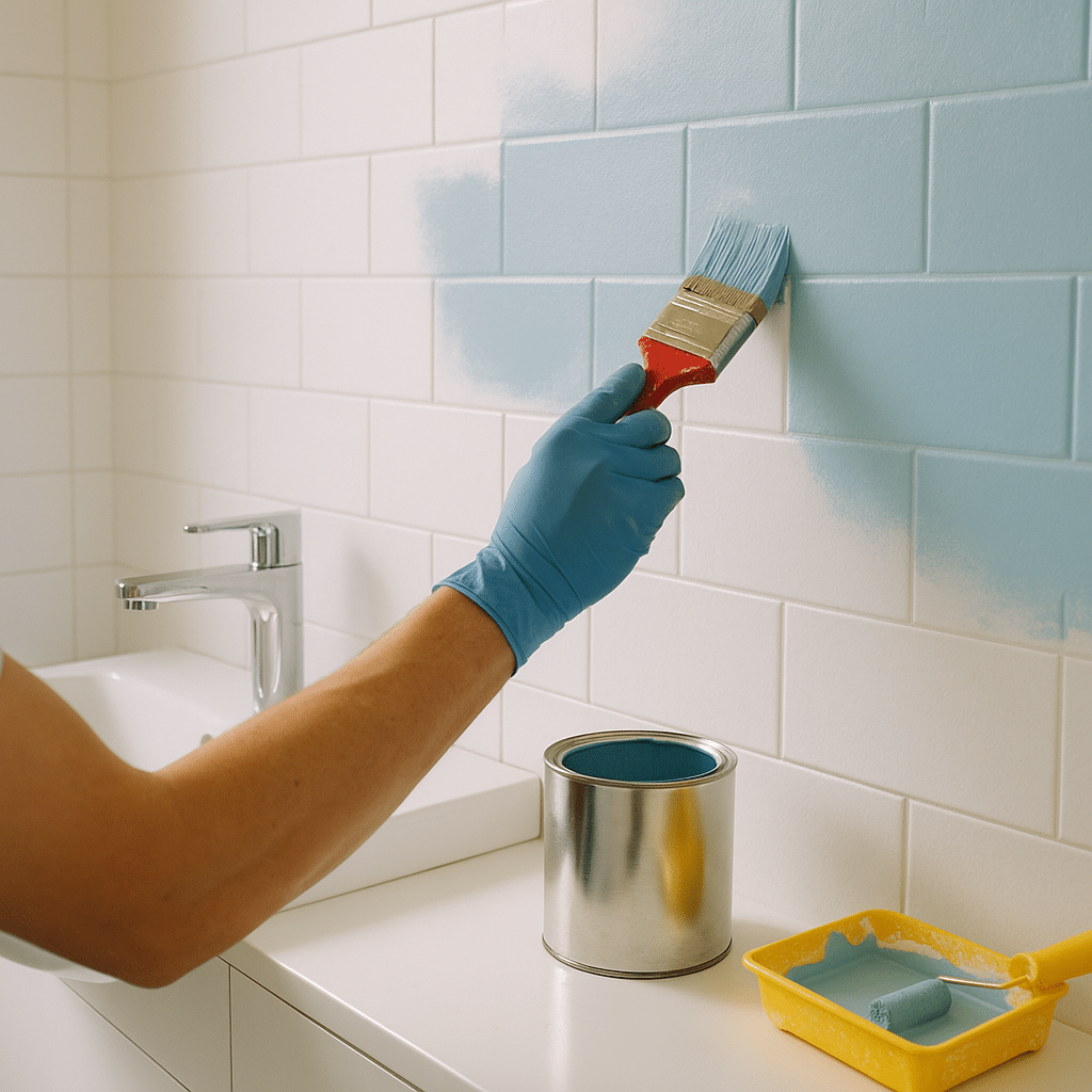 Visuel d’introduction sur Peindre un carrelage mural dans la salle de bain