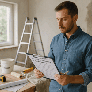 Illustration générée pour l’article : Planning de rénovation : les étapes clés pour ne rien oublier (checklist 2025)
