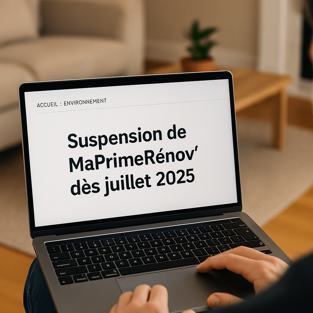 Illustration générée pour l’article : Suspension de MaPrimeRénov' dès juillet 2025