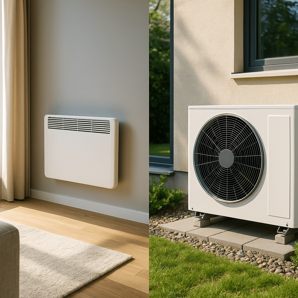 Illustration générée pour l’article : Chauffage électrique ou pompe à chaleur : que choisir pour rénover en 2025 ?