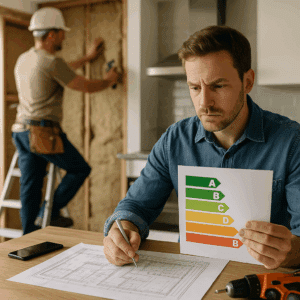 Illustration générée pour l’article : Classe énergétique D : quels travaux prévoir pour passer en B ?