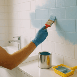 Illustration générée pour l’article : Peindre un carrelage mural dans la salle de bain