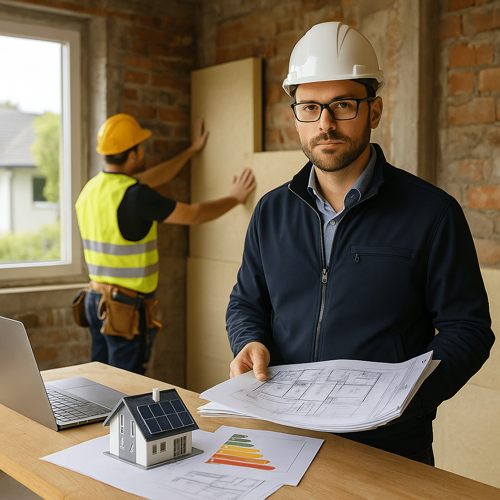Illustration générée pour l’article : Le rôle du maître d’œuvre dans une rénovation énergétique : missions et coût en 2026