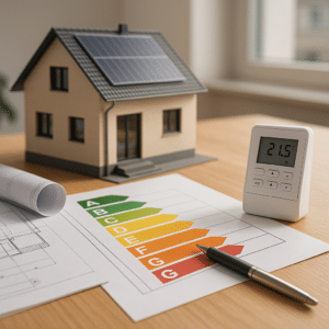 Illustration générée pour l’article : Réglementations thermiques et énergétiques imposées en 2025 : ce qu’il faut savoir