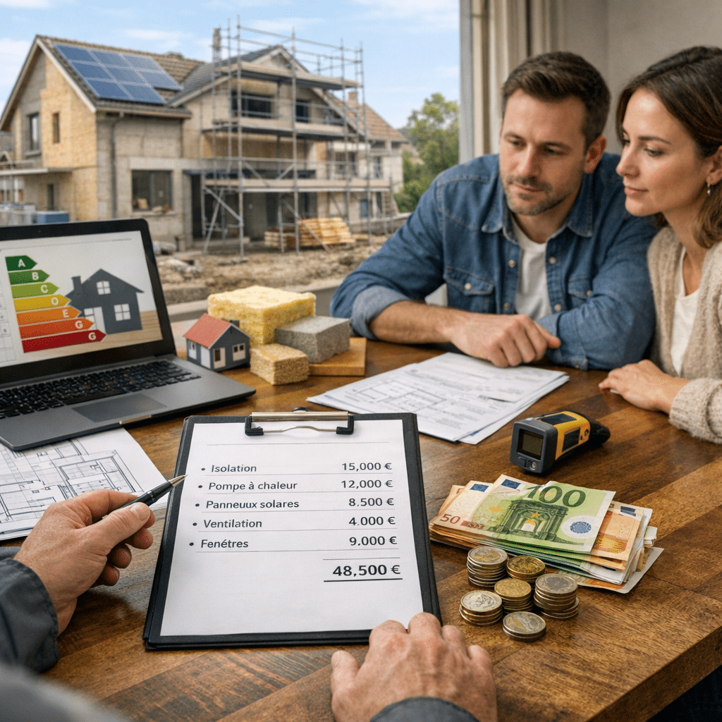 Illustration générée pour l’article : Combien coûte une rénovation énergétique complète en 2026 ? (prix réel détaillé)