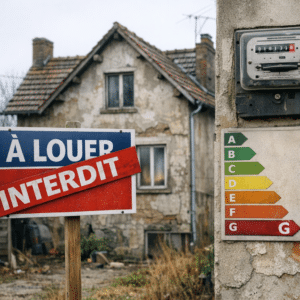 Illustration générée pour l’article : Interdiction progressive de louer les passoires énergétiques