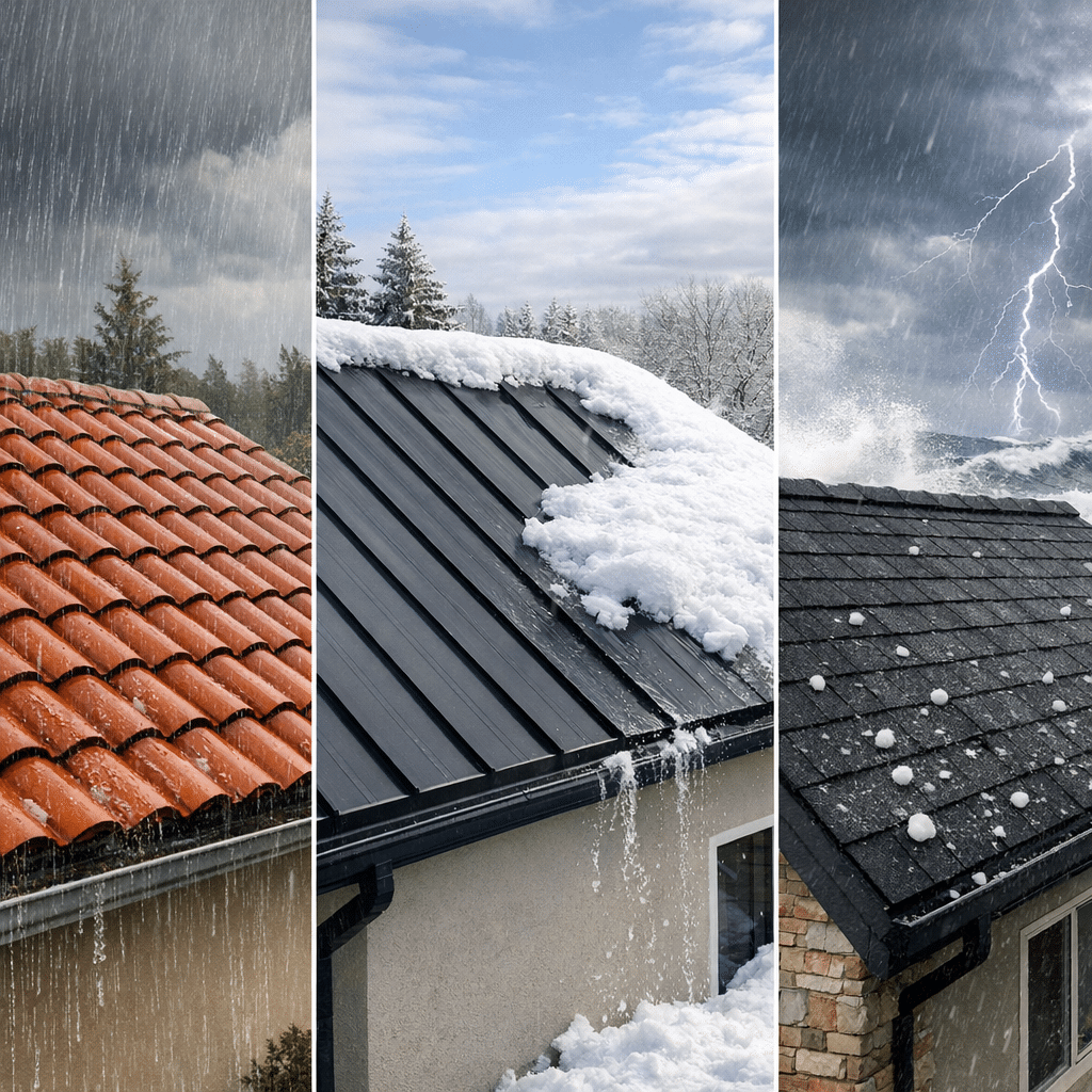 Illustration générée pour l’article : Les toitures les plus résistantes aux intempéries