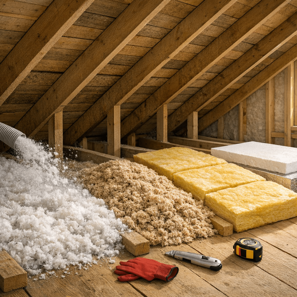 Illustration générée pour l’article : Quel isolant choisir pour les combles perdus ?