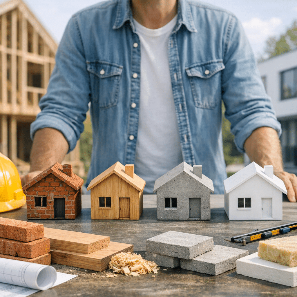 Illustration générée pour l’article : Quel matériau choisir pour construire une maison ?