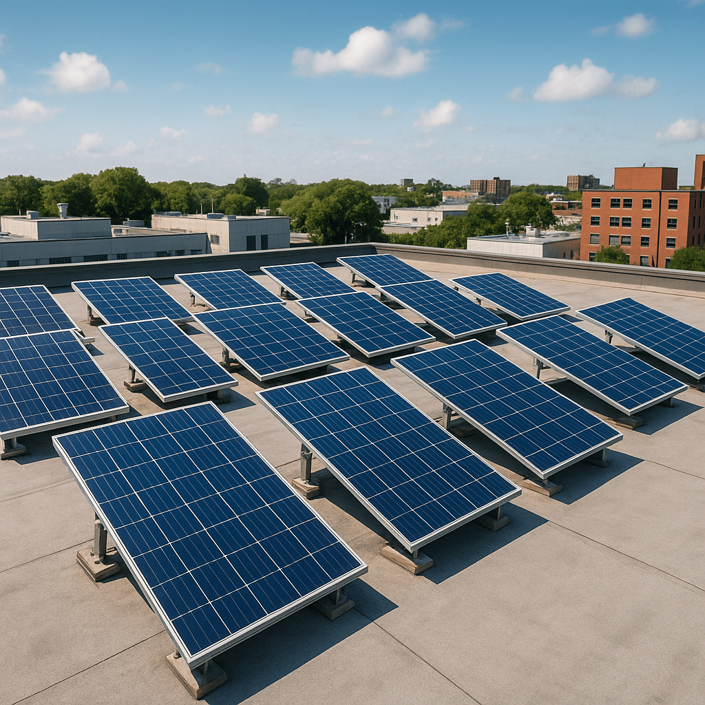 Illustration générée pour l’article : Top 10 des panneaux solaires pour toits plats