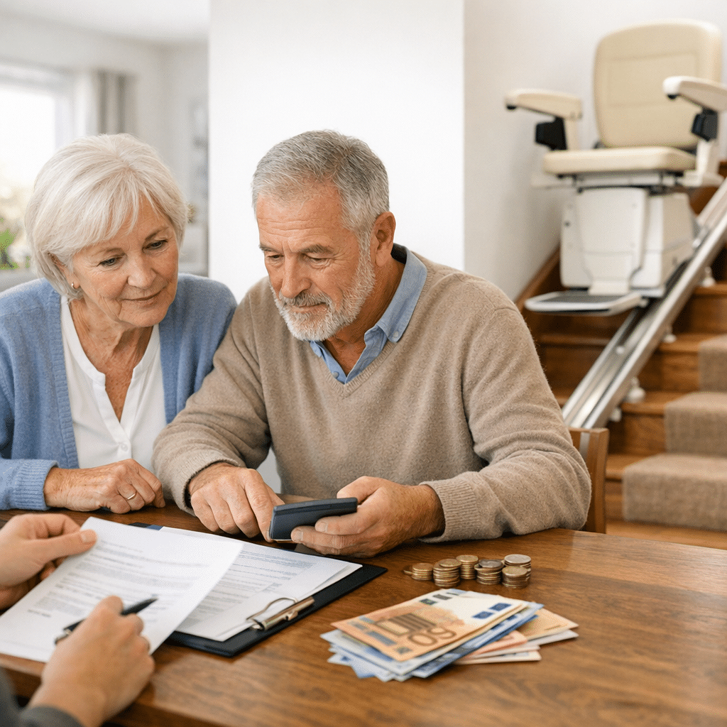 Illustration générée pour l’article : les aides financières pour l'installation d'un monte escalier