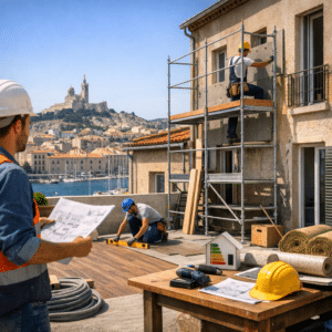 Illustration générée pour l’article : Aides rénovation à Marseille : guide complet 2026