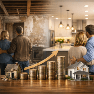 Illustration générée pour l’article : Combien gagne-t-on en valeur après rénovation ?