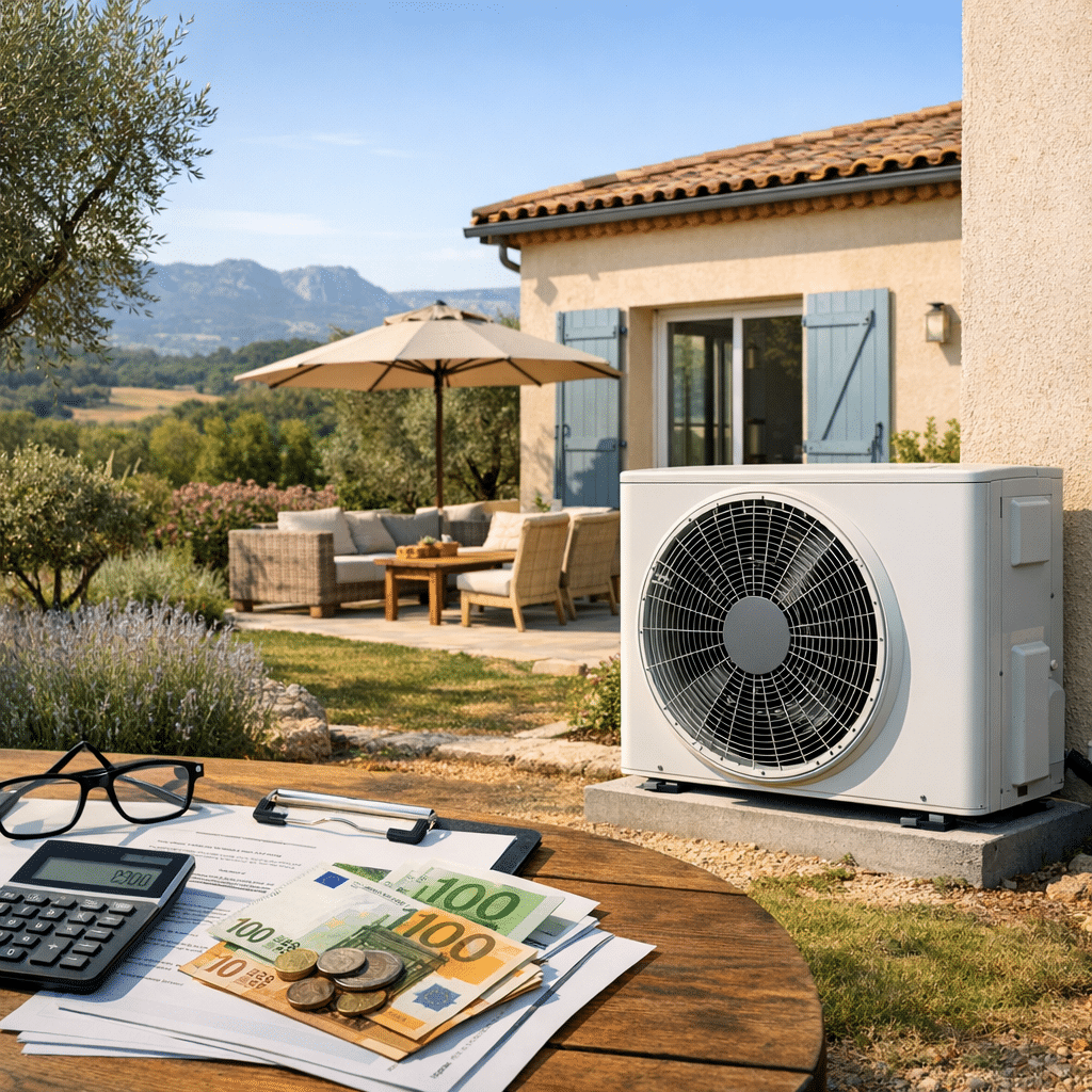 Illustration générée pour l’article : PAC en région PACA : prix et aides disponibles