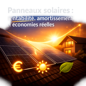 Illustration générée pour l’article : Panneaux solaires : rentabilité, amortissement et économies réelles