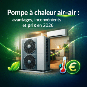 Illustration générée pour l’article : Pompe à chaleur air-air : avantages, inconvénients et prix en 2026