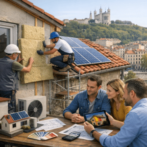 Illustration générée pour l’article : Rénovation énergétique à Lyon : prix, aides et artisans