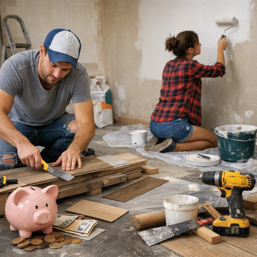 Illustration générée pour l’article : Rénovation pas chère : comment faire des travaux avec un petit budget ?
