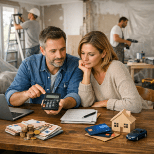 Illustration générée pour l’article : Travaux : faut-il payer comptant ou à crédit en 2026 ?