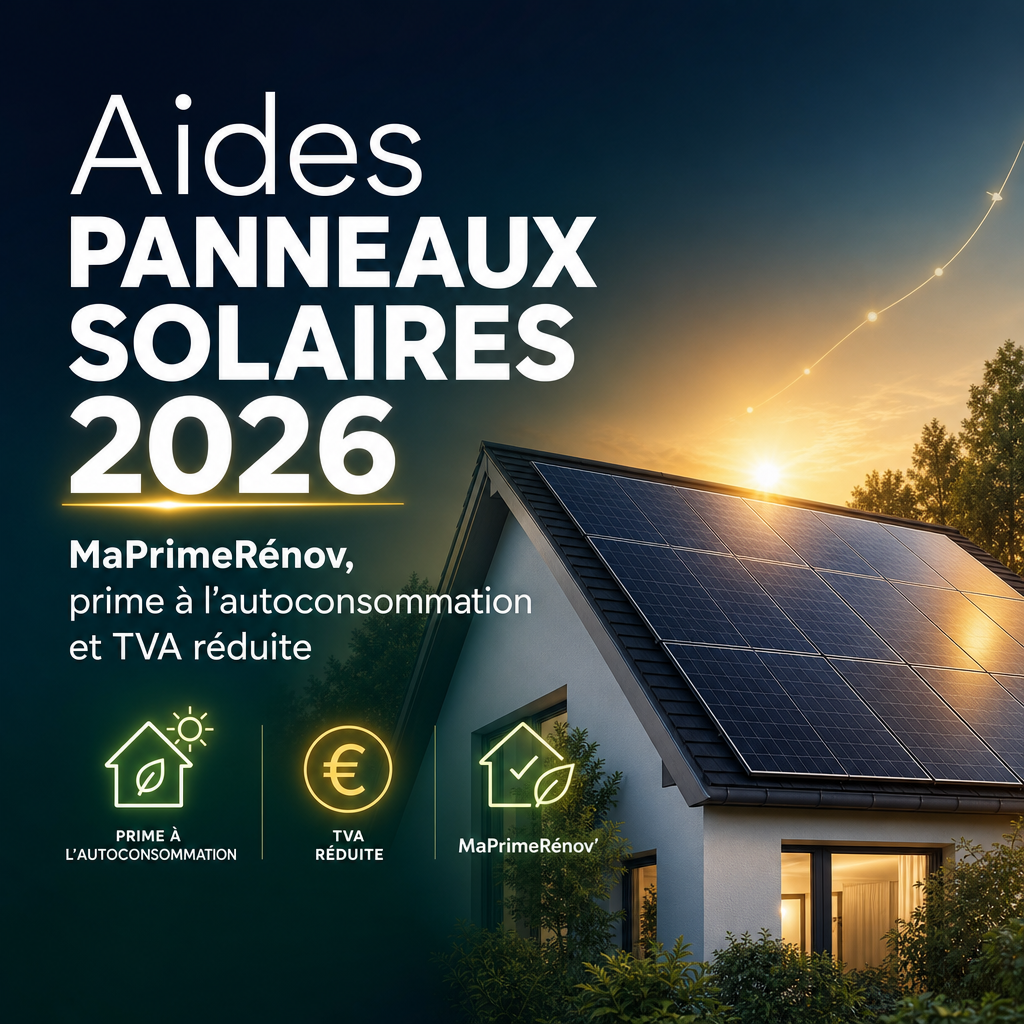 Aides panneaux solaires 2026 : MaPrimeRénov, prime à l’autoconsommation et TVA réduite
