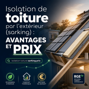 Illustration générée pour l’article : Isolation de toiture par l'extérieur (sarking) : avantages et prix