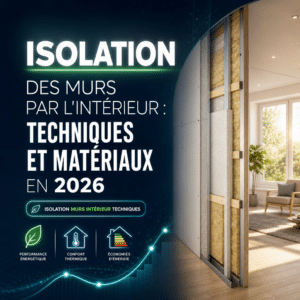 Illustration générée pour l’article : Isolation des murs par l'intérieur : techniques et matériaux en 2026