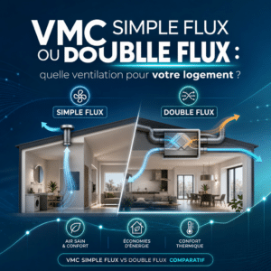 Illustration générée pour l’article : VMC simple flux ou double flux : quelle ventilation pour votre logement ?