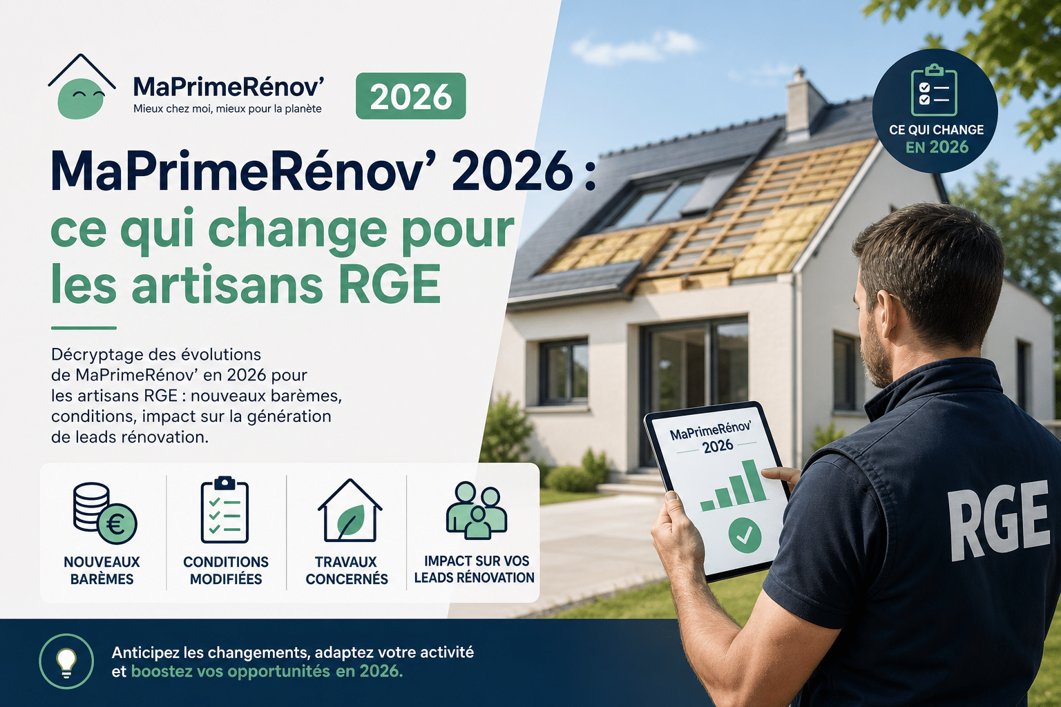 MaPrimeRénov 2026 artisan RGE : ce qui change vraiment
