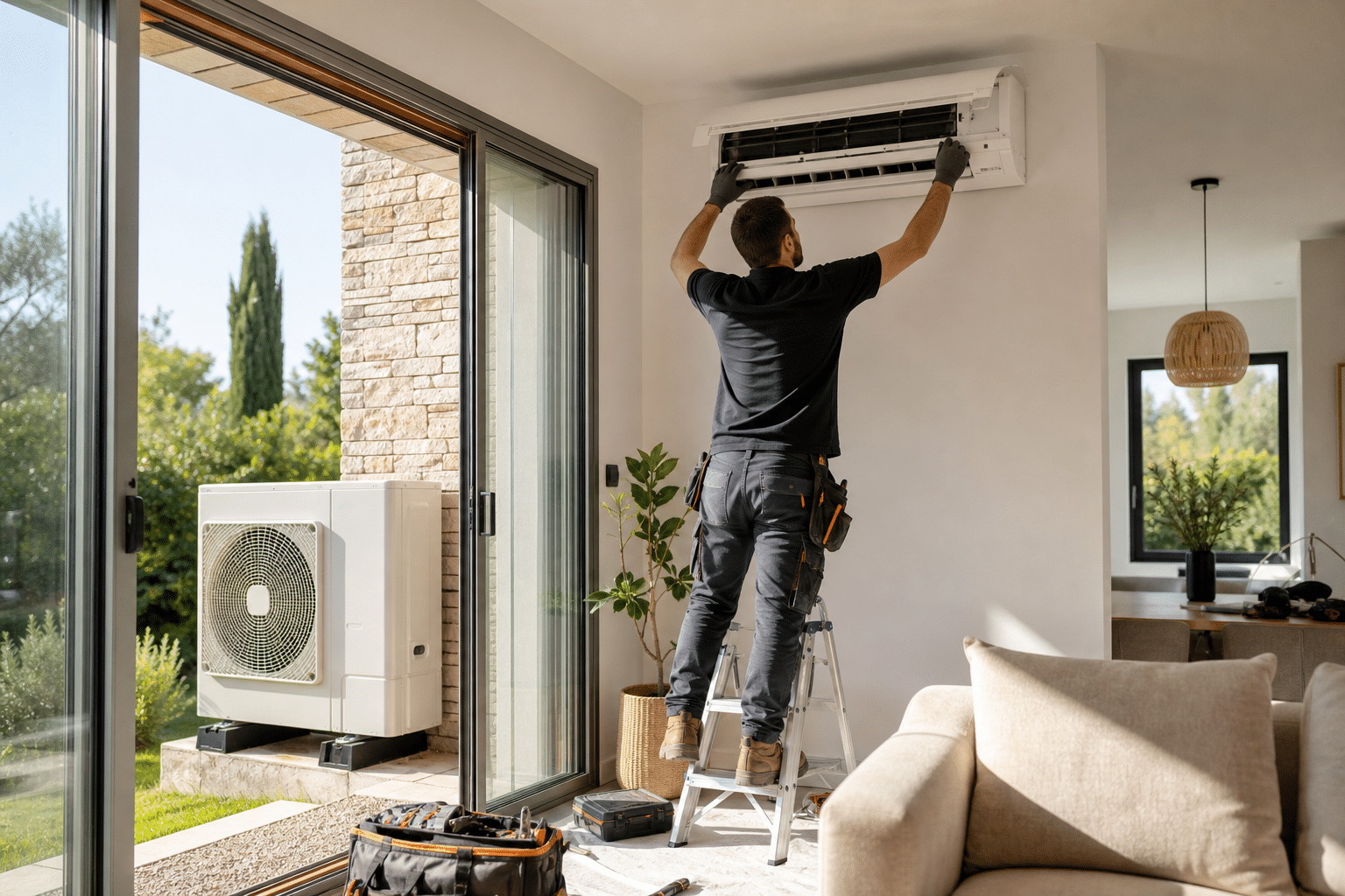 Illustration climatisation réversible fonctionnement avantages - guide complet