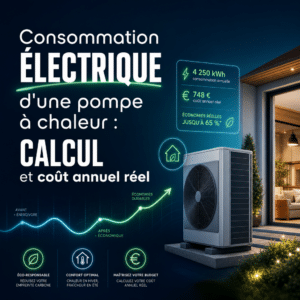 Illustration générée pour l’article : Consommation électrique d'une pompe à chaleur : calcul et coût annuel réel