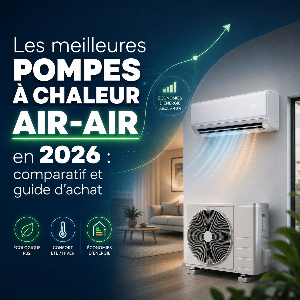 Illustration générée pour l’article : Les meilleures pompes à chaleur air-air en 2026 : comparatif et guide d'achat