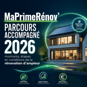 Illustration générée pour l’article : MaPrimeRénov' Parcours accompagné 2026 : montants, étapes et conditions de la rénovation d'ampleur