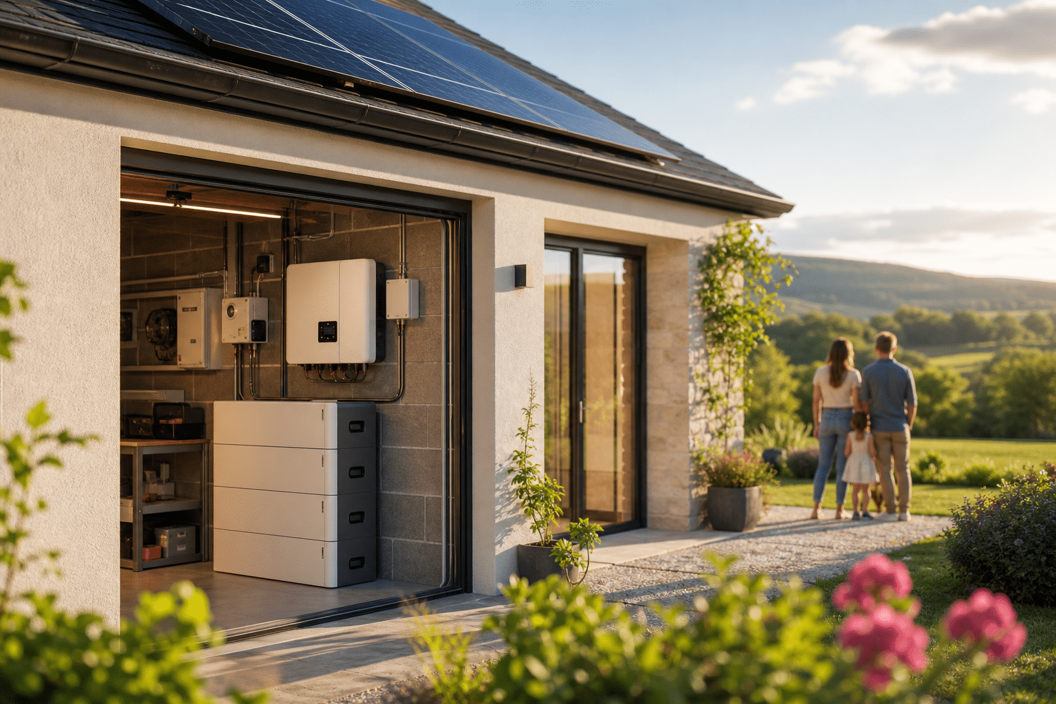 Illustration batterie stockage solaire prix rentabilité - guide complet