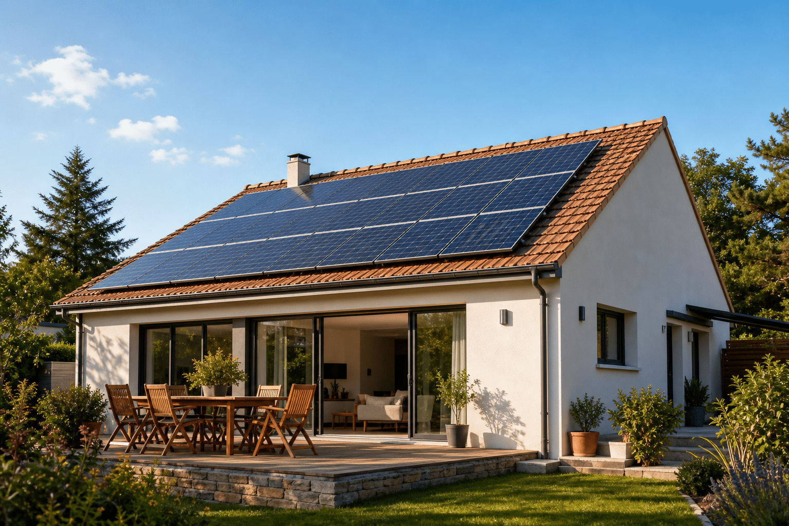 Illustration combien de panneaux solaires maison 100m2 - guide complet