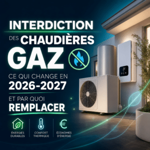 Illustration générée pour l’article : Interdiction des chaudières gaz : ce qui change en 2026-2027 et par quoi remplacer