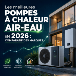 Illustration générée pour l’article : Les meilleures pompes à chaleur air-eau en 2026 : comparatif des marques