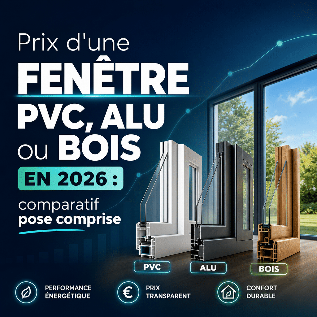 Prix d’une fenêtre PVC, alu ou bois en 2026 : comparatif pose comprise