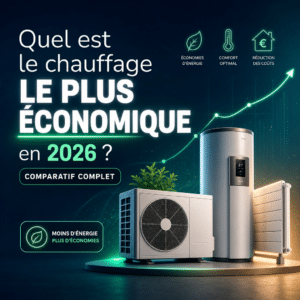 Illustration générée pour l’article : Quel est le chauffage le plus économique en 2026 ? Comparatif complet