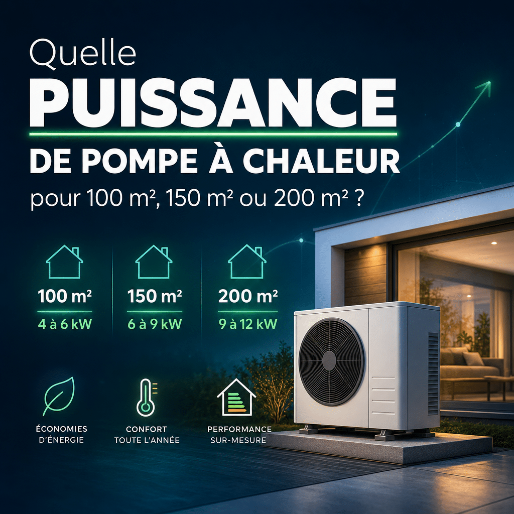 Quelle puissance de pompe à chaleur pour 100 m², 150 m² ou 200 m² ?
