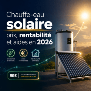 Illustration générée pour l’article : Chauffe-eau solaire : prix, rentabilité et aides en 2026