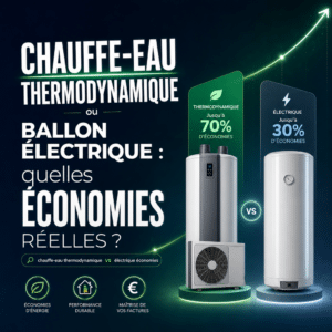 Illustration générée pour l’article : Chauffe-eau thermodynamique ou ballon électrique : quelles économies réelles ?