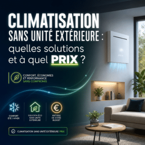 Illustration générée pour l’article : Climatisation sans unité extérieure : quelles solutions et à quel prix ?